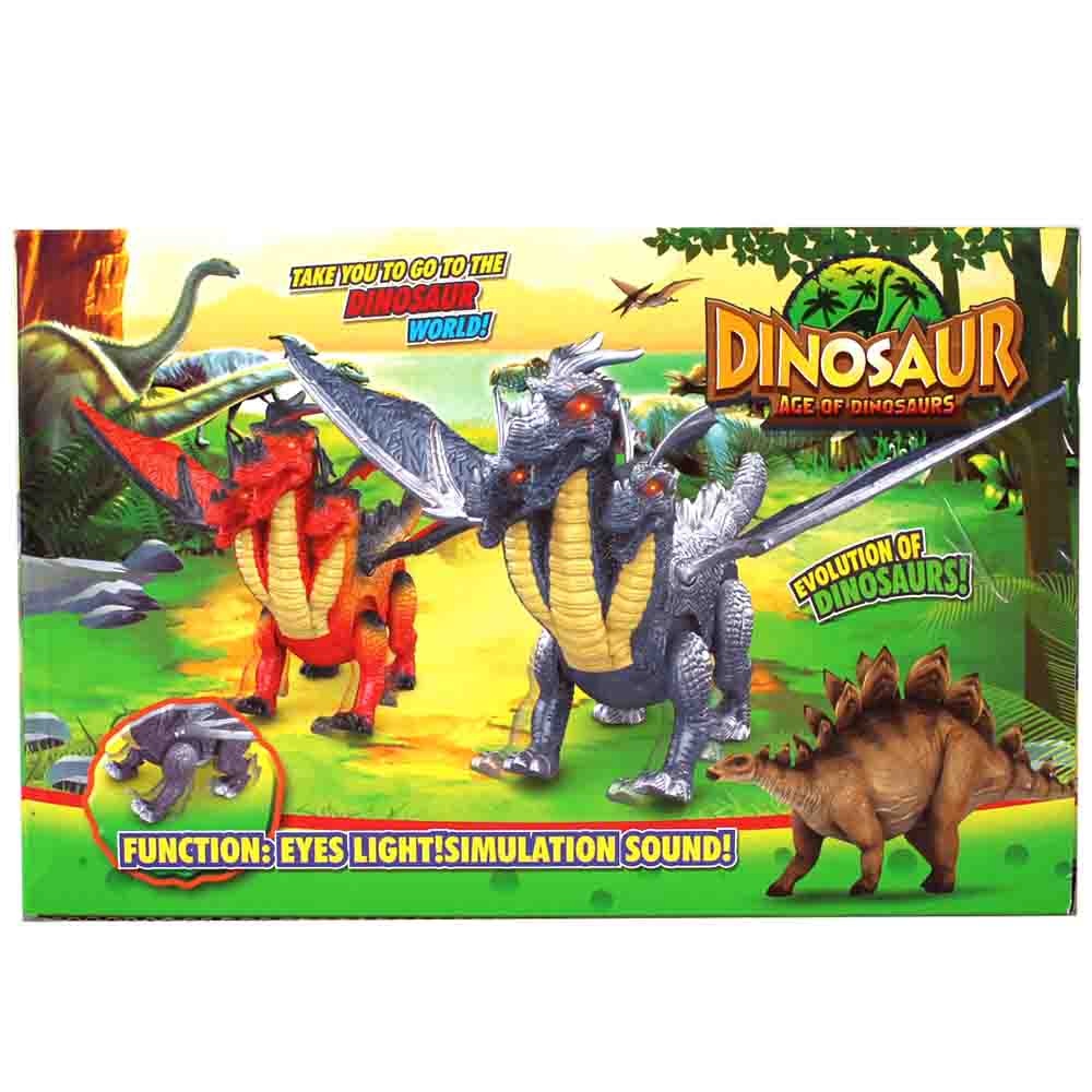 Динозавр интерактивный, трехголовый, на батарейках, NO.588-3