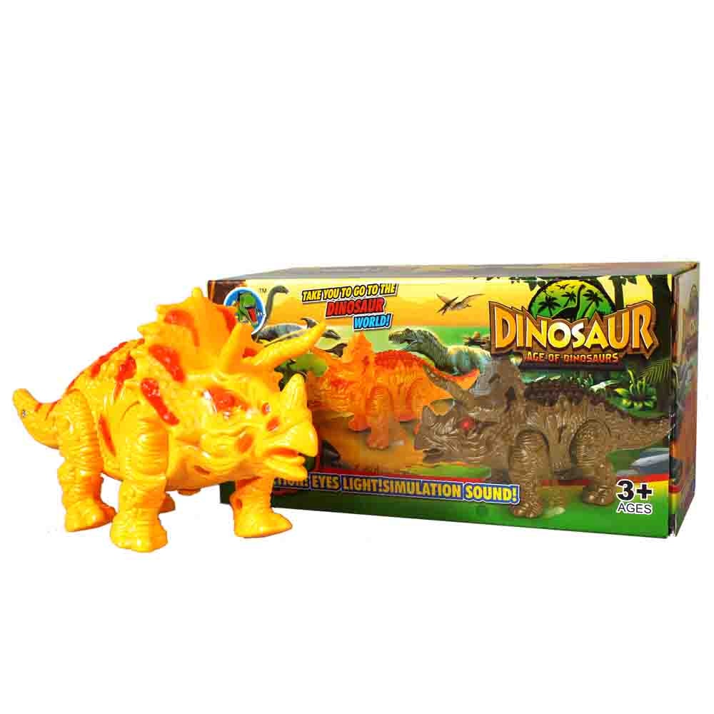 Динозавр-трицератопс жёлтый на батарейках, NO.188-3