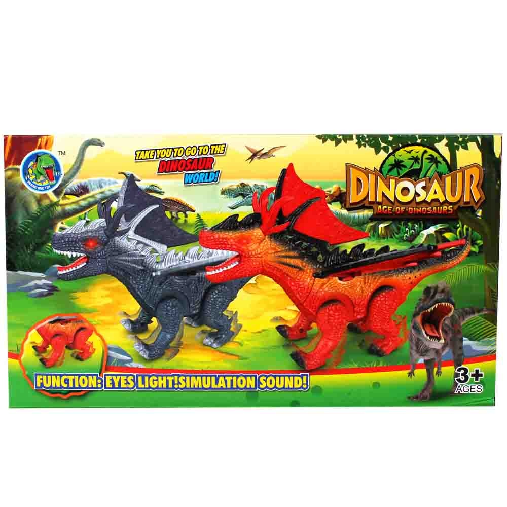 Динозавр интерактивный, красный, на батарейках, NO.688-3