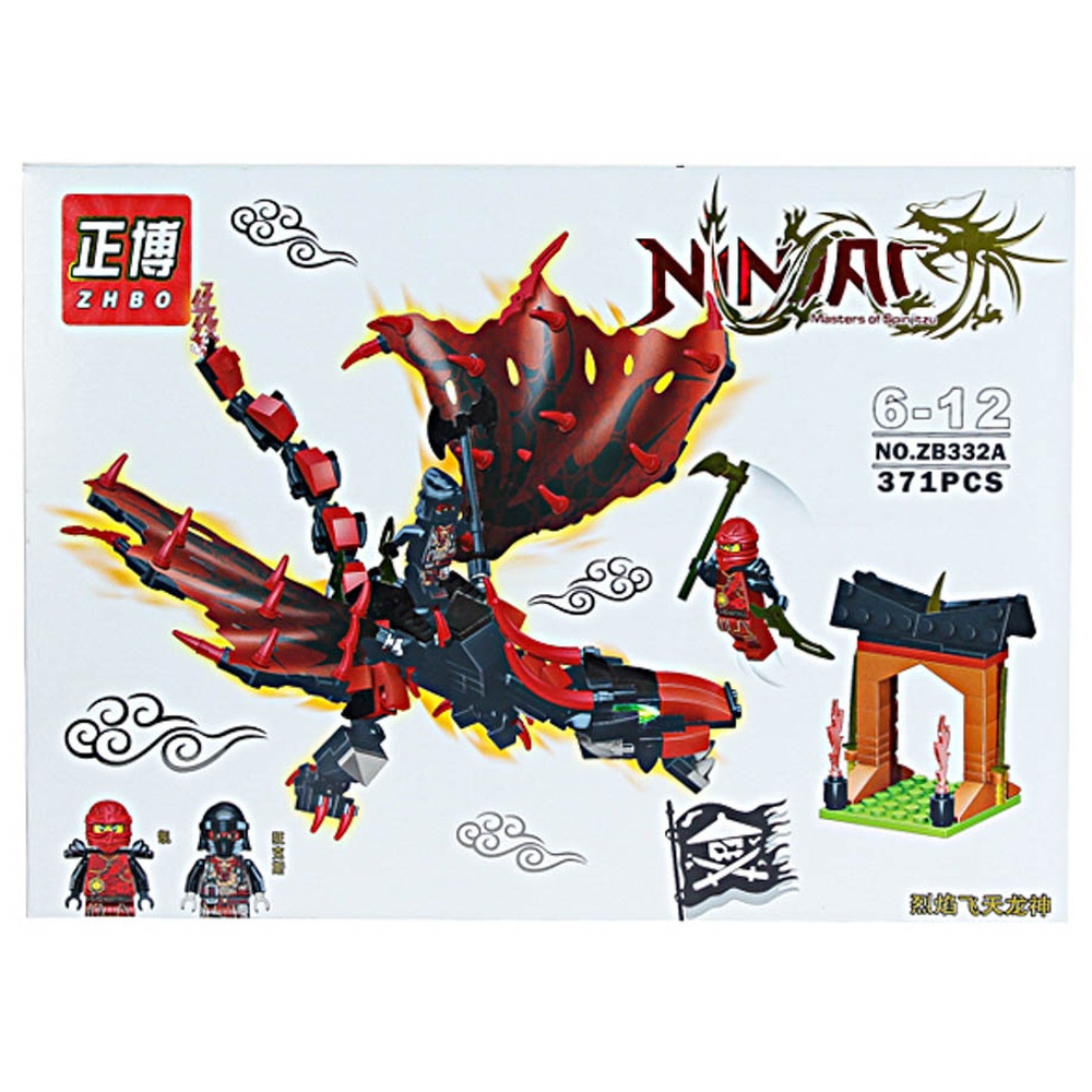 Конструктор "NINJA. MASTERS OF SPINJITZU. Красный дракон". №ZB3332A. 371 деталь.