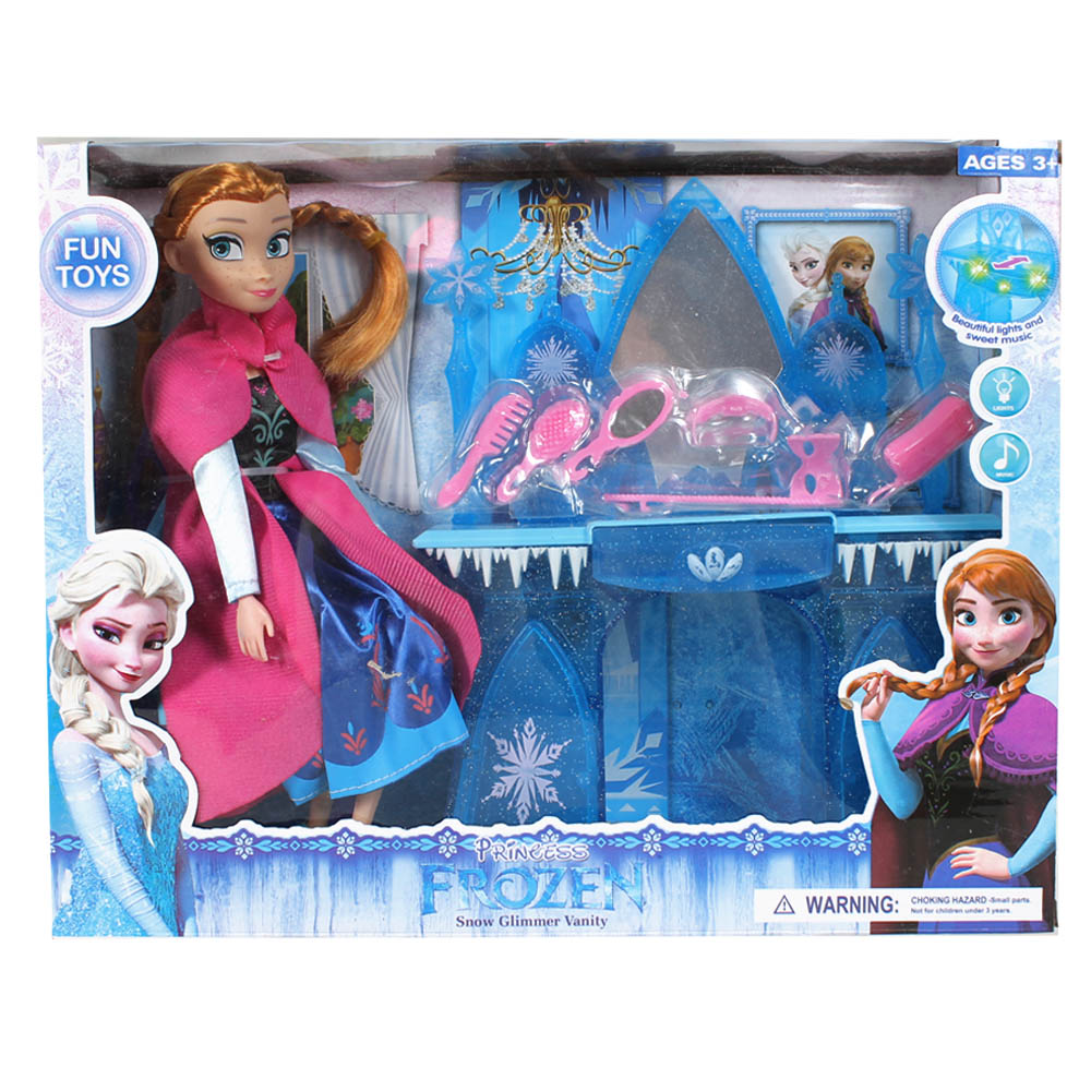 Игровой набор "Снежная принцесса" с куклой и туалетным столиком. Свет, звук
