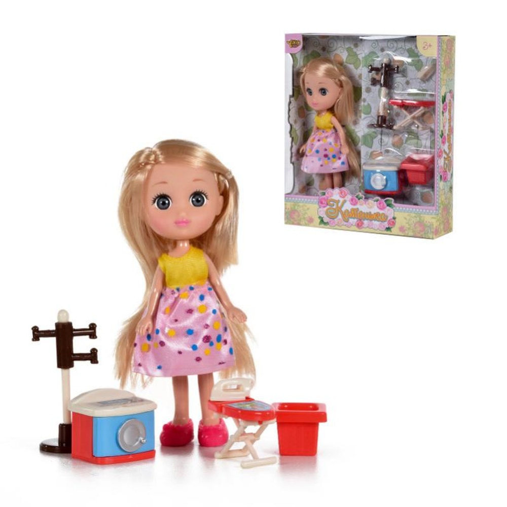 YAKO, Кукла КАТЕНЬКА с игрушечной мебелью, 16,5 см, M6608